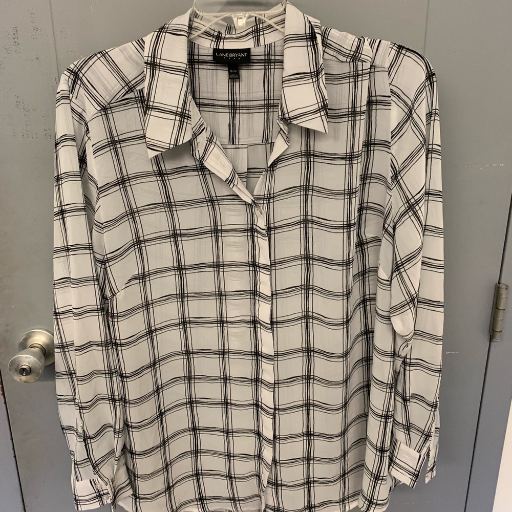 Lane Bryant button up sheer blouse